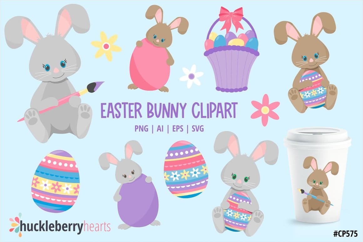 Easter bunny clipart sample.