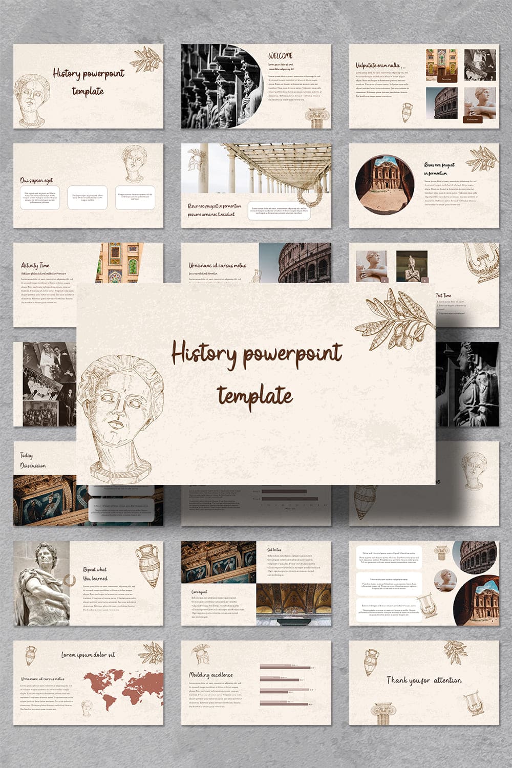 History powerpoint template, for pinterest 1000 by 1500 pixels.
