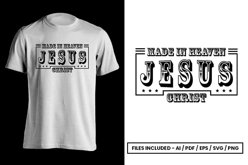 Logo Jesus Christ on a white t-shirt.