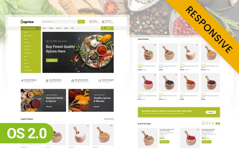 Paprica spice store shopify 2.0 responsive theme.