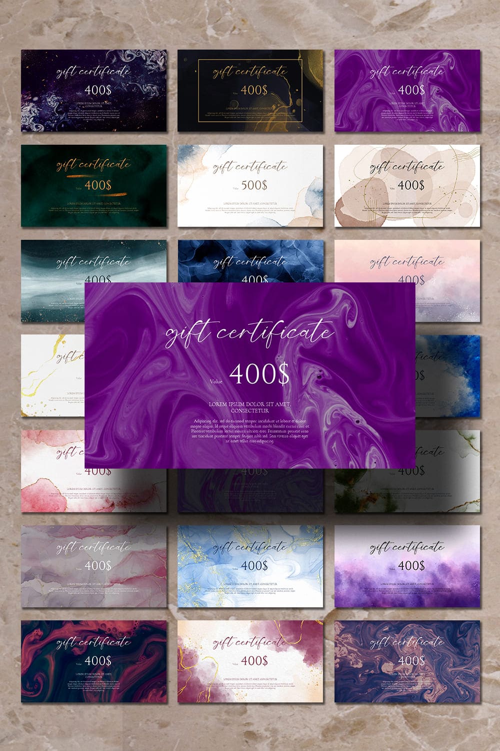 Powerpoint gift certificate template, picture for pinterest 1000x1500.