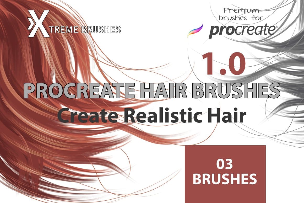 Procreate hair brushes, cover picture 1160x774.