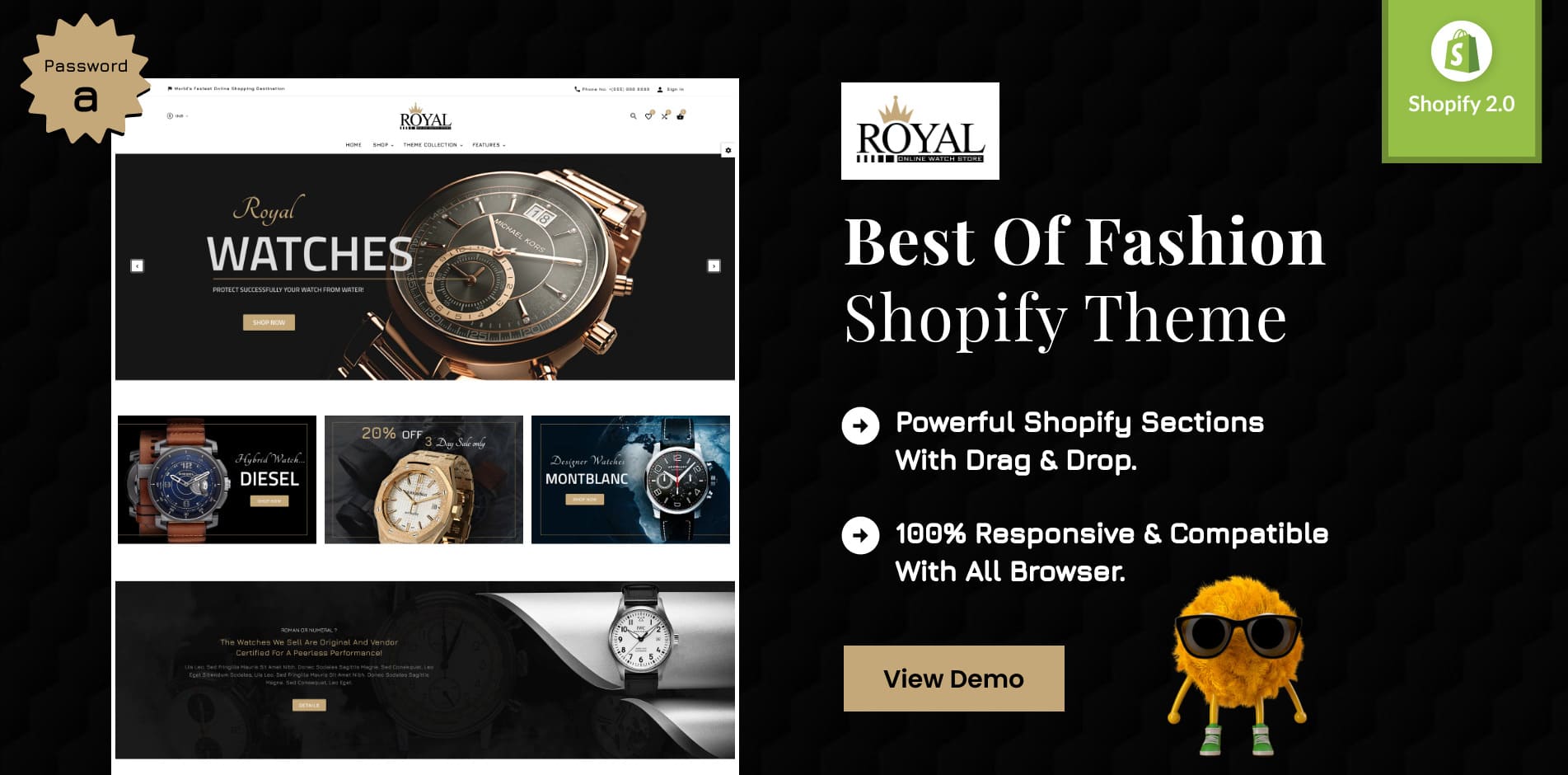 Royal mega watch – jewelry, Best of Fashion Shopify Theme.
