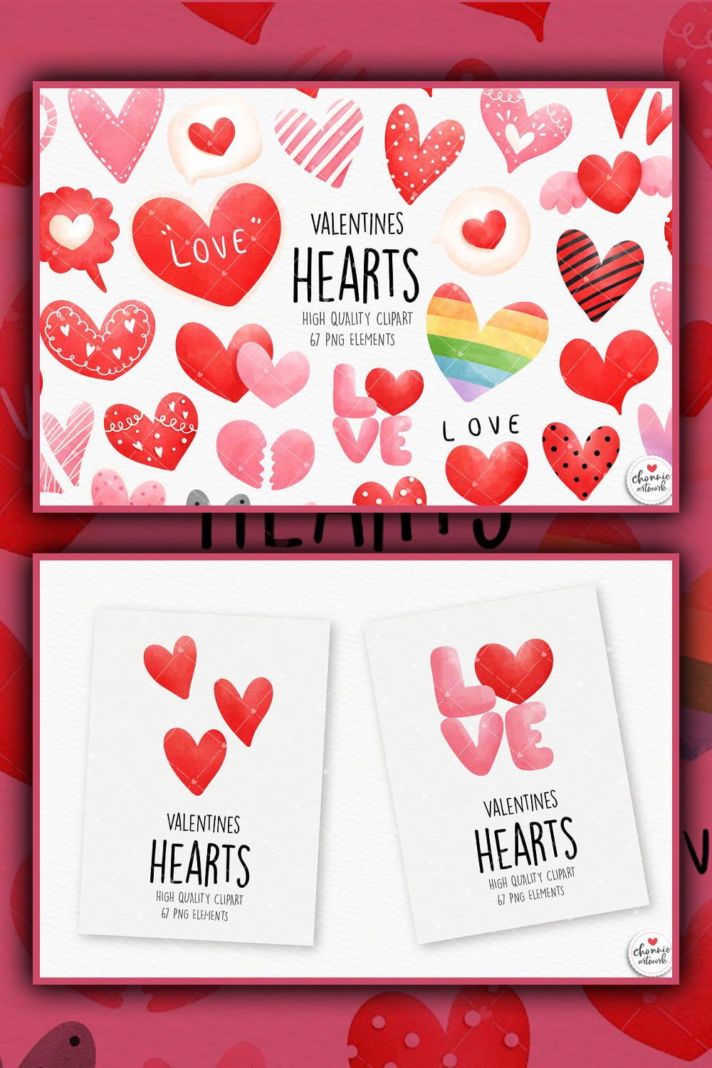 Heart clipart, Valentine's day, picture for Pinterest 1000x1500.