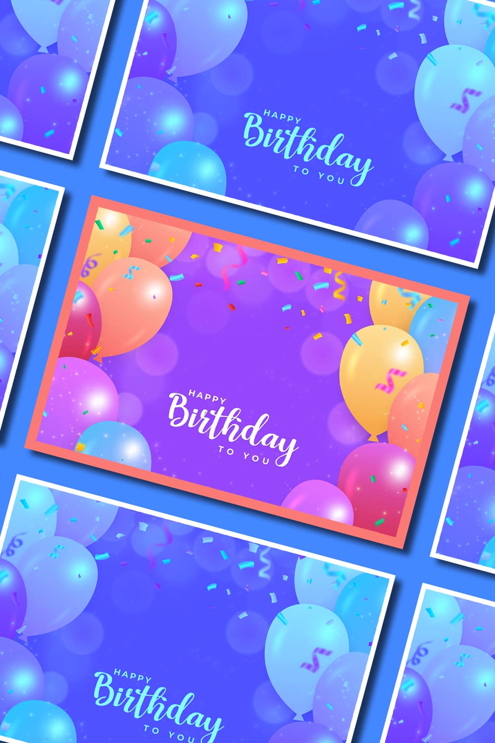 Birthday banner balloons confetti, picture for pinterest 1000x1500.