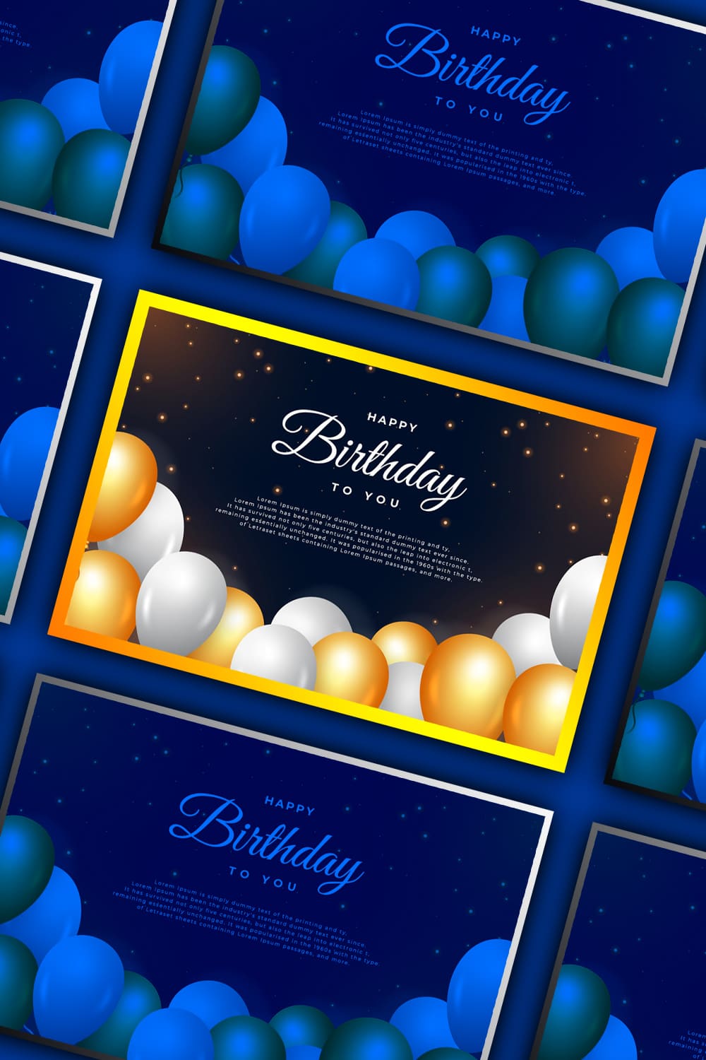 Happy birthday banner with confetti, picture for pinterest 1000x1500.
