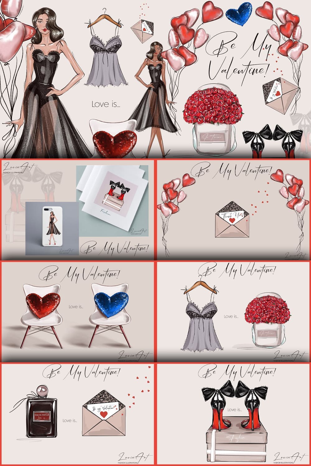 Be my Valentine fashion girl clipart, picture for pinterest 1000x1500.