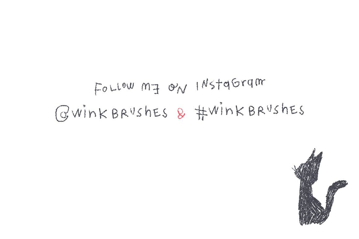 Inverted lettering "Follow me on Instagram @winkbrushes".