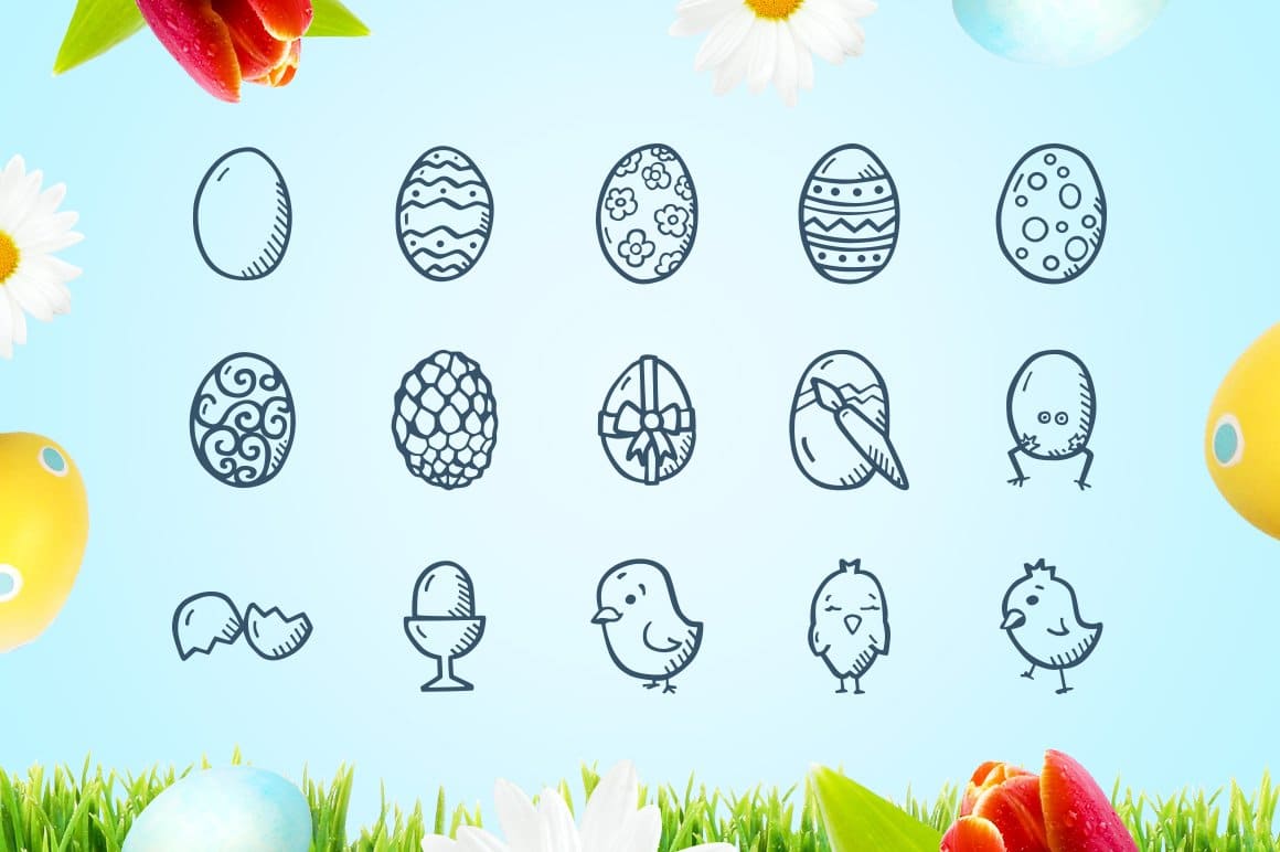 Easter hand drawn icons.