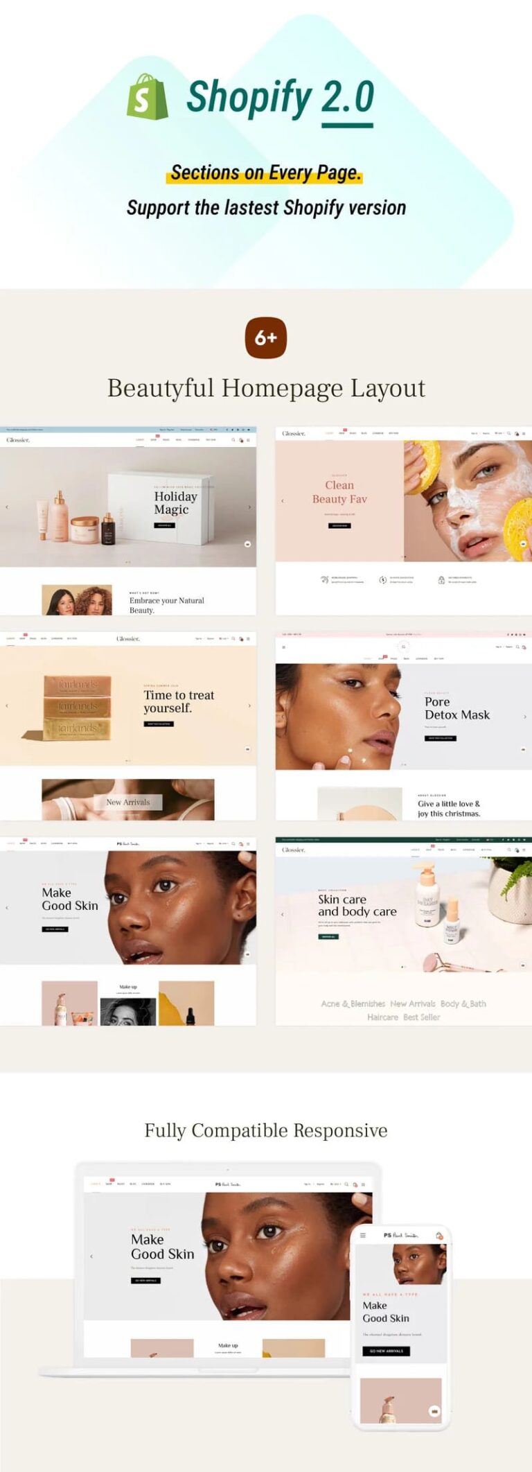 Glossier - Multipurpose Sections Shopify Theme – MasterBundles