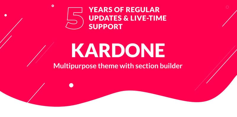 Inscription on Kardone banner: 5 Years of regular updates & live-time support.