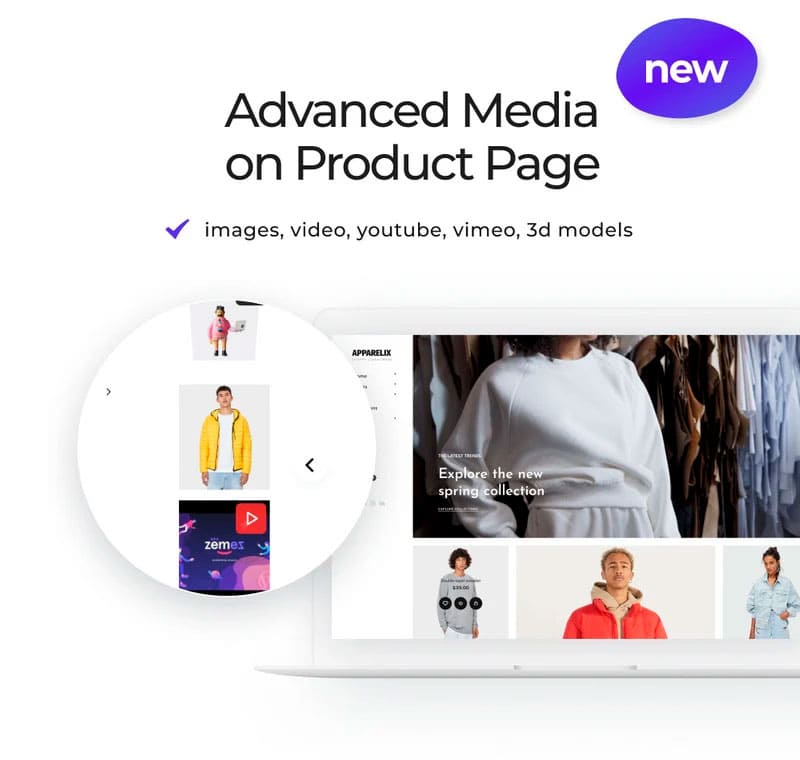 Apparelix: Advanced Media on Product Page.