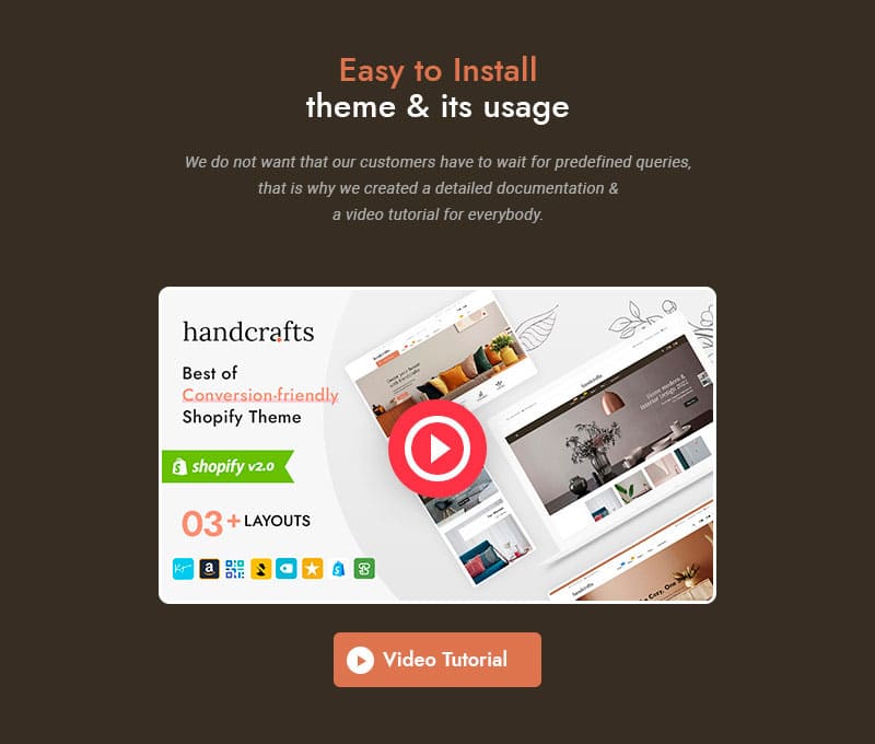 Handcrafts, title: Easy to Install theme & its usage.