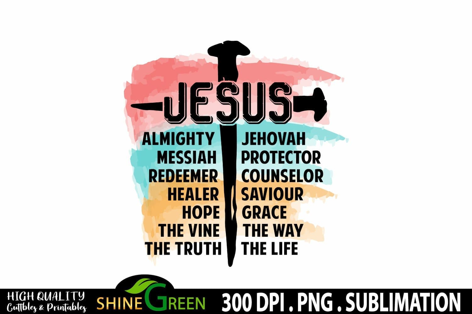 Jesus sublimation watercolor background by shine green studio.