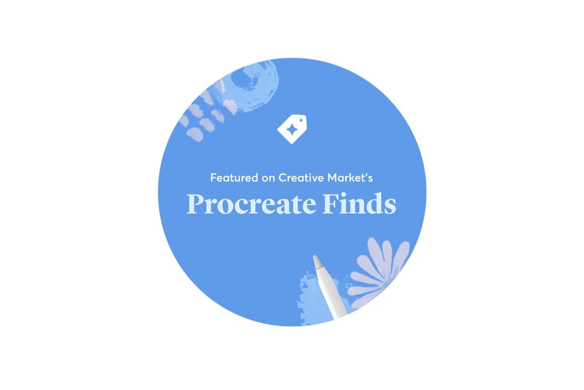 Procreate Finds blue circular logo.