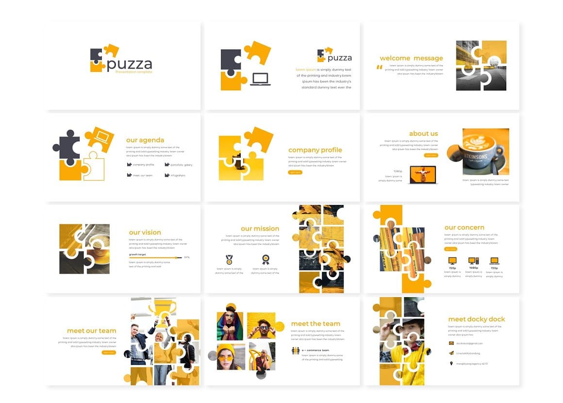 Puzza Powerpoint template for twelve cards.