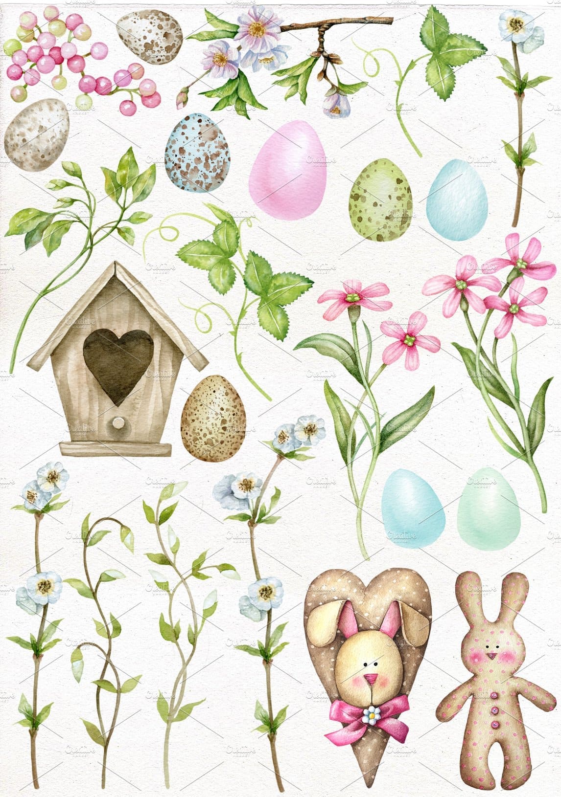 Template preview "Easter Decor on white background".