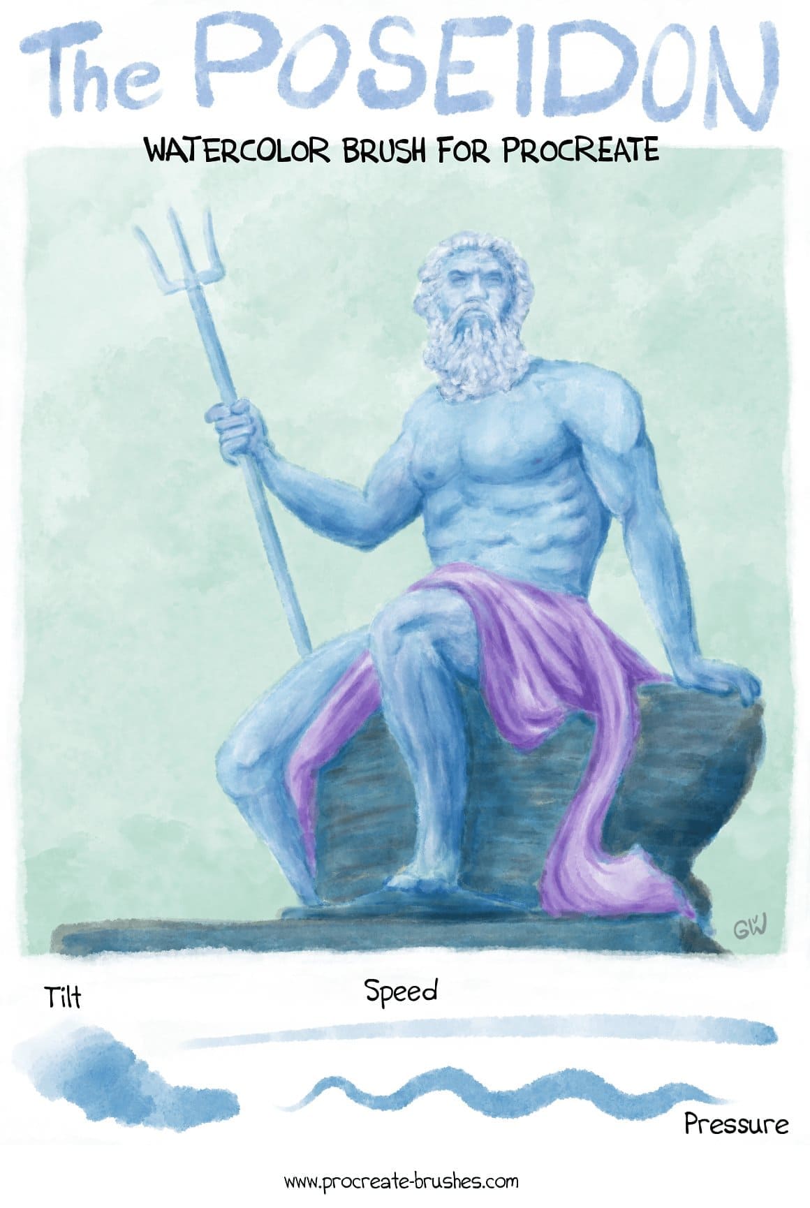 Poseidon is painted with a huge trident.