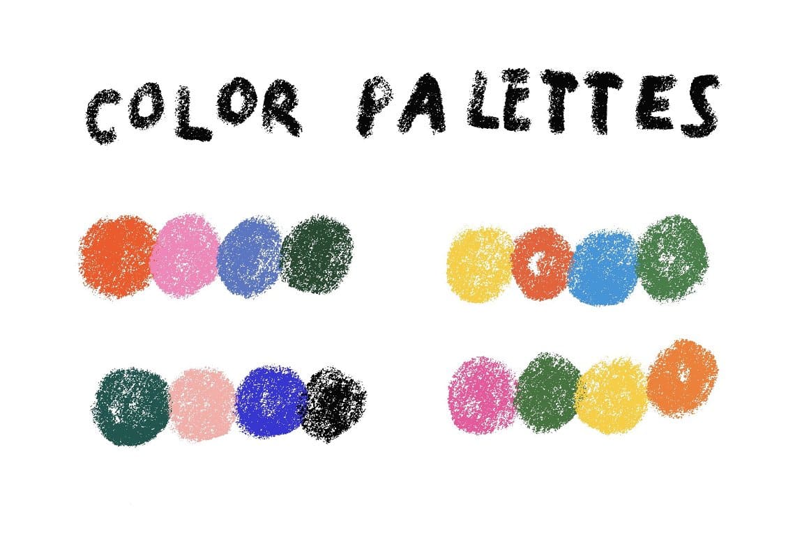 Crayons Brushes, Color Palettes.