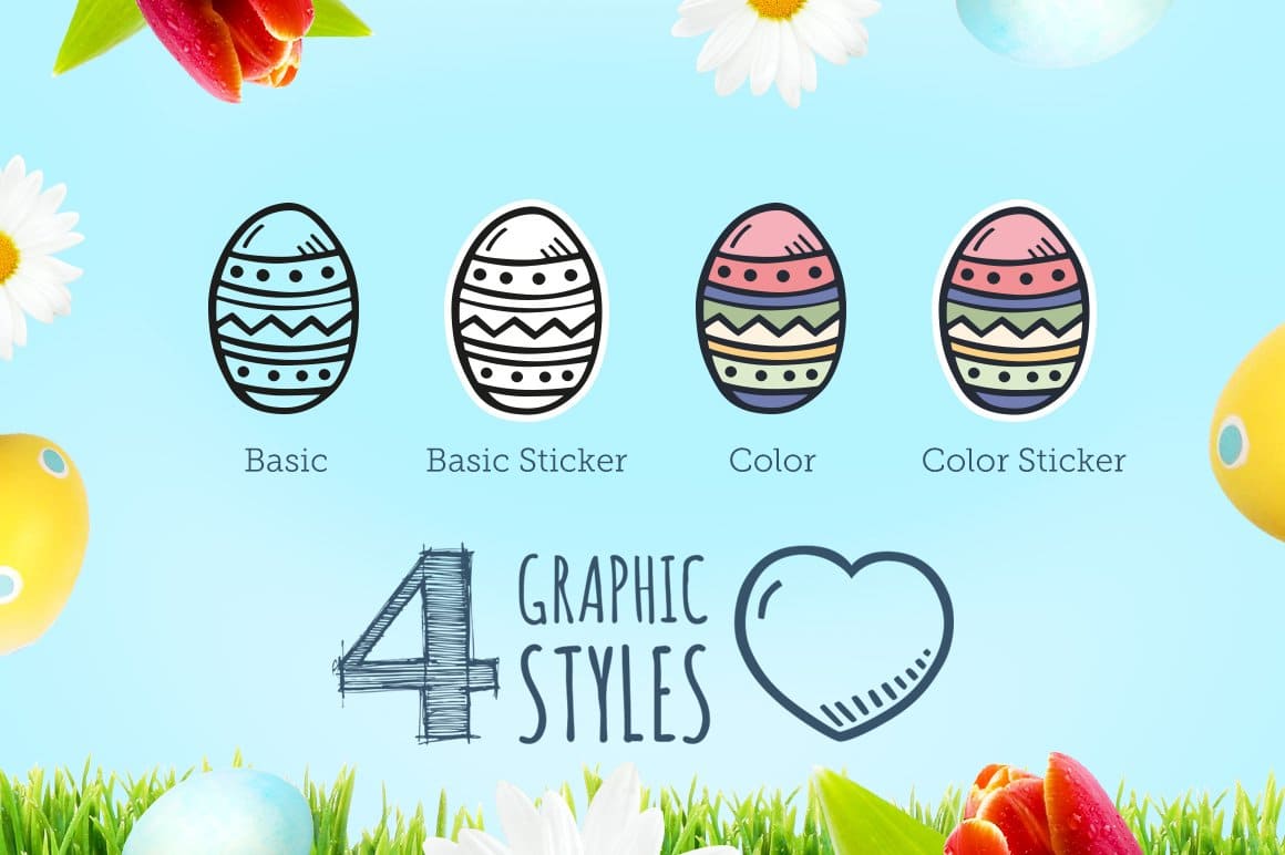 4 graphic styles of Easter.