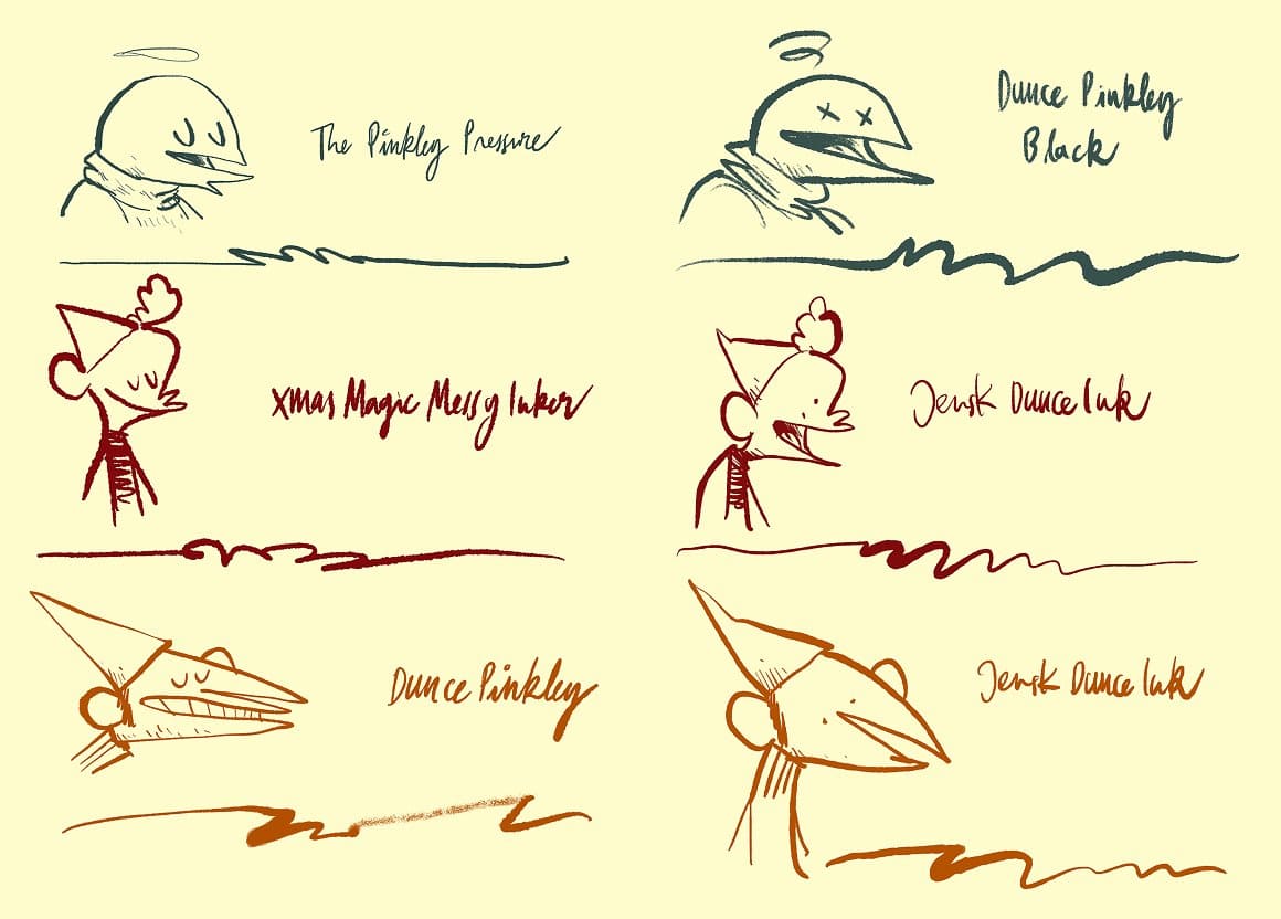 Jensk dunce demo brush strokes, picture 1160 by 832 pixels.