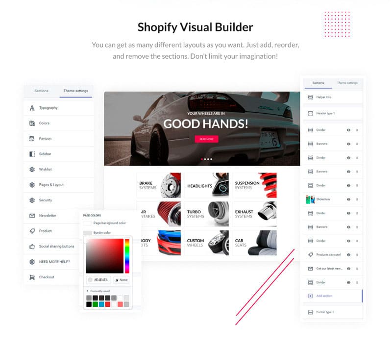 Shopify Visual Builder, You can get as many different layouts as you want.