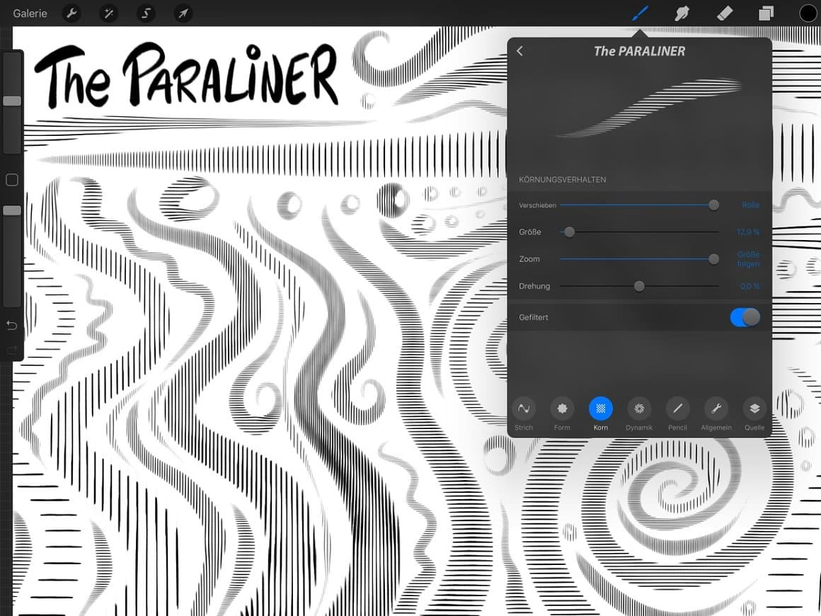 The Paraliner, 30 pencil charcoal brushes.