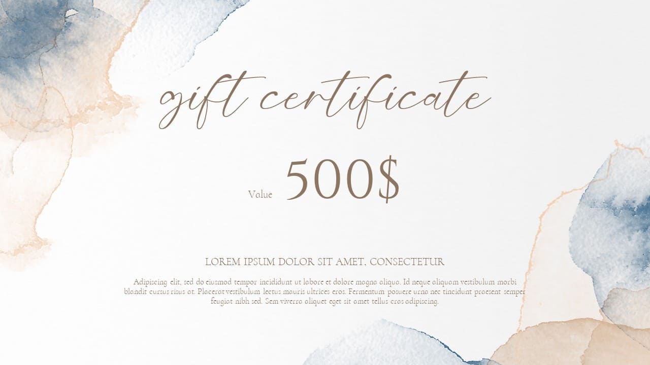 Powerpoint gift white certificate 400$ template picture 1280x720, slide 5.