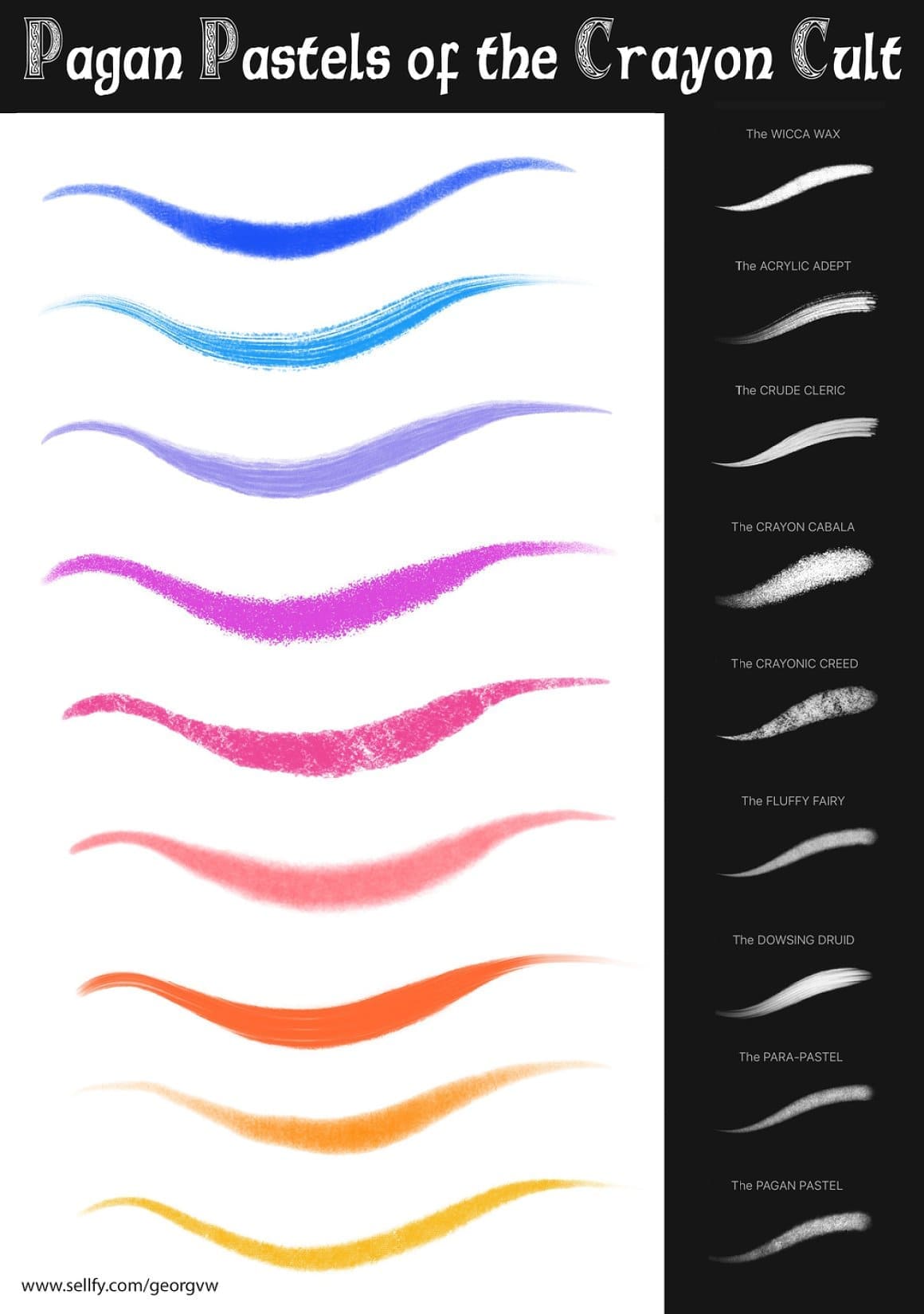 Blue, pink and orange stripes are drawn on a white background.
