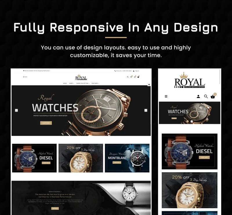 Fully Responsive in Any Design – Royal mega watch.