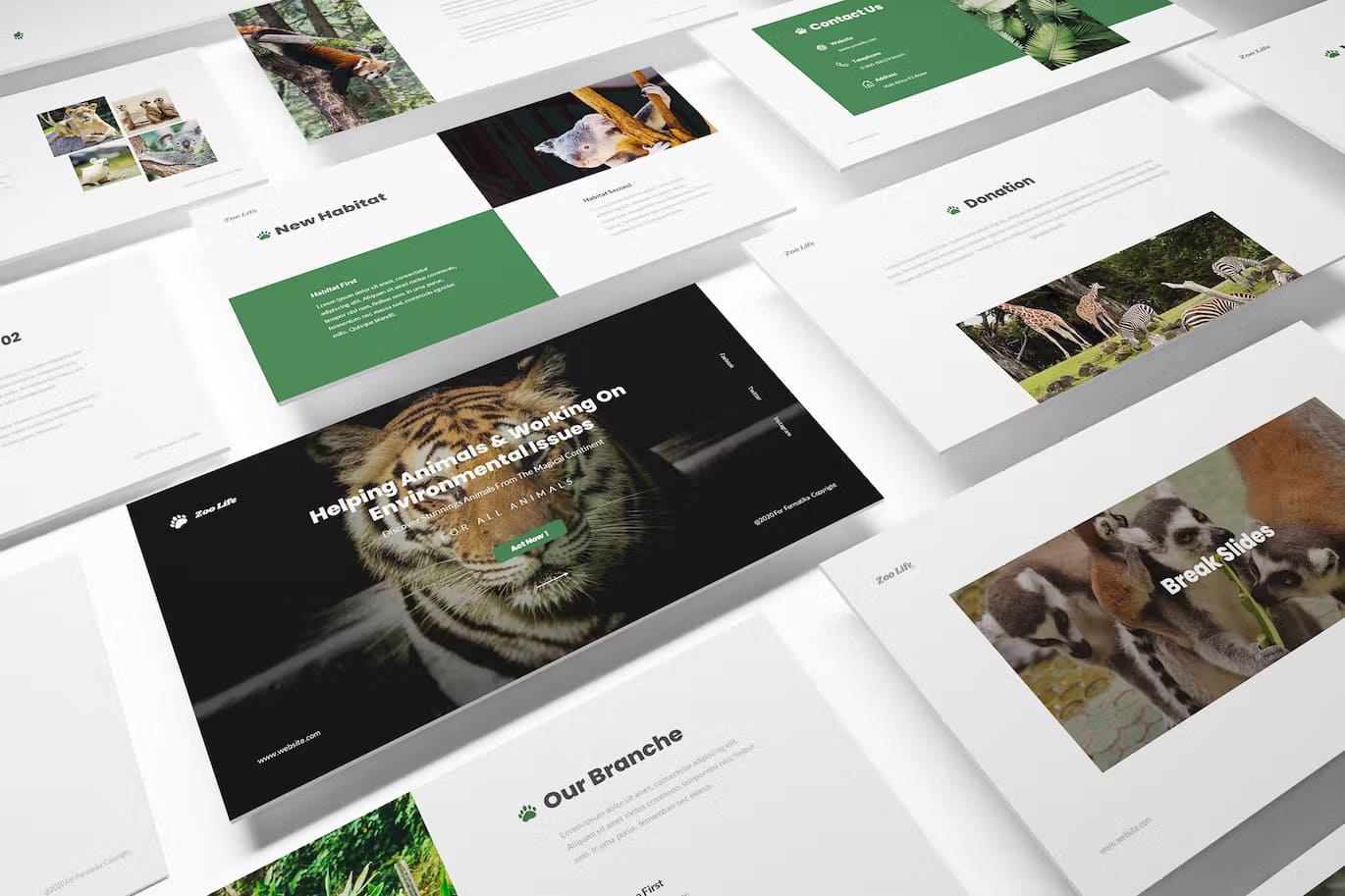 Break slides of Zoo Powerpoint Template.