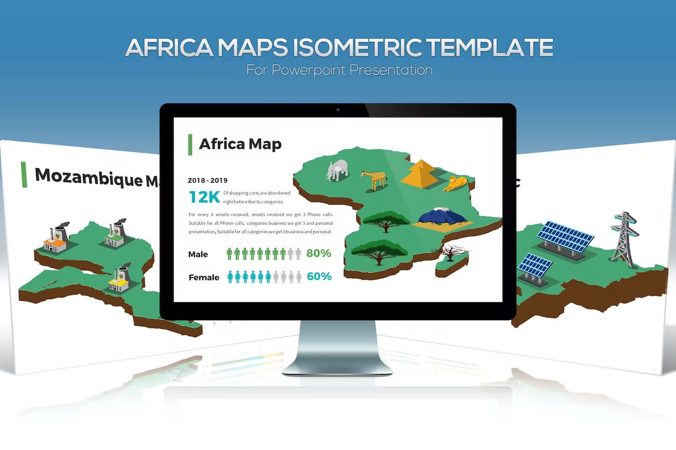 Preview Africa maps isometric template on the computer.