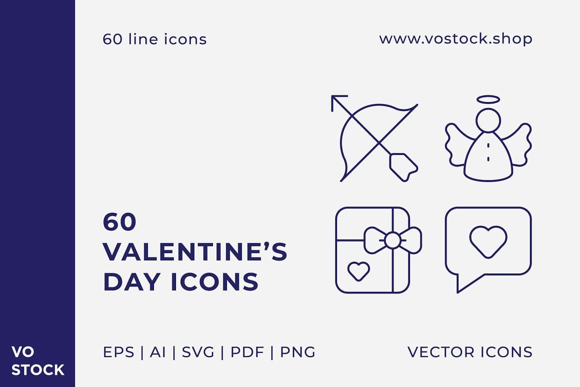 60 Valentines Day Icons.