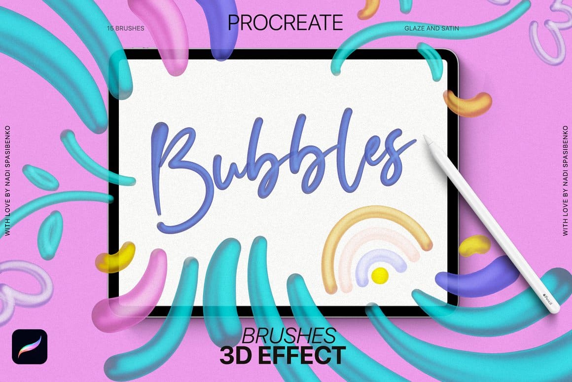 3D Effect Procreate Brushes.