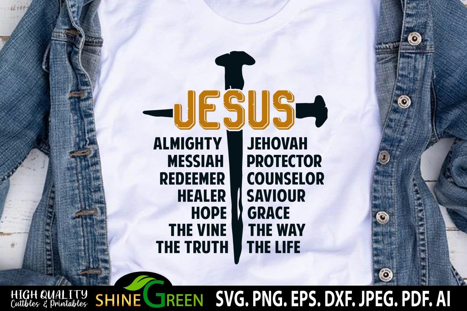 Jesus SVG Christian SVG T-Shirt Design Vintage Nails Cross.
