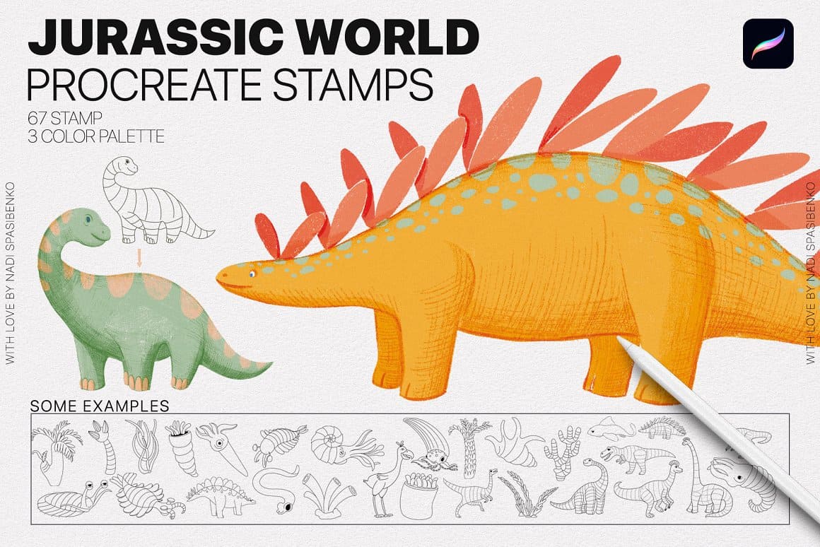 Jurassic world procreate stamps.