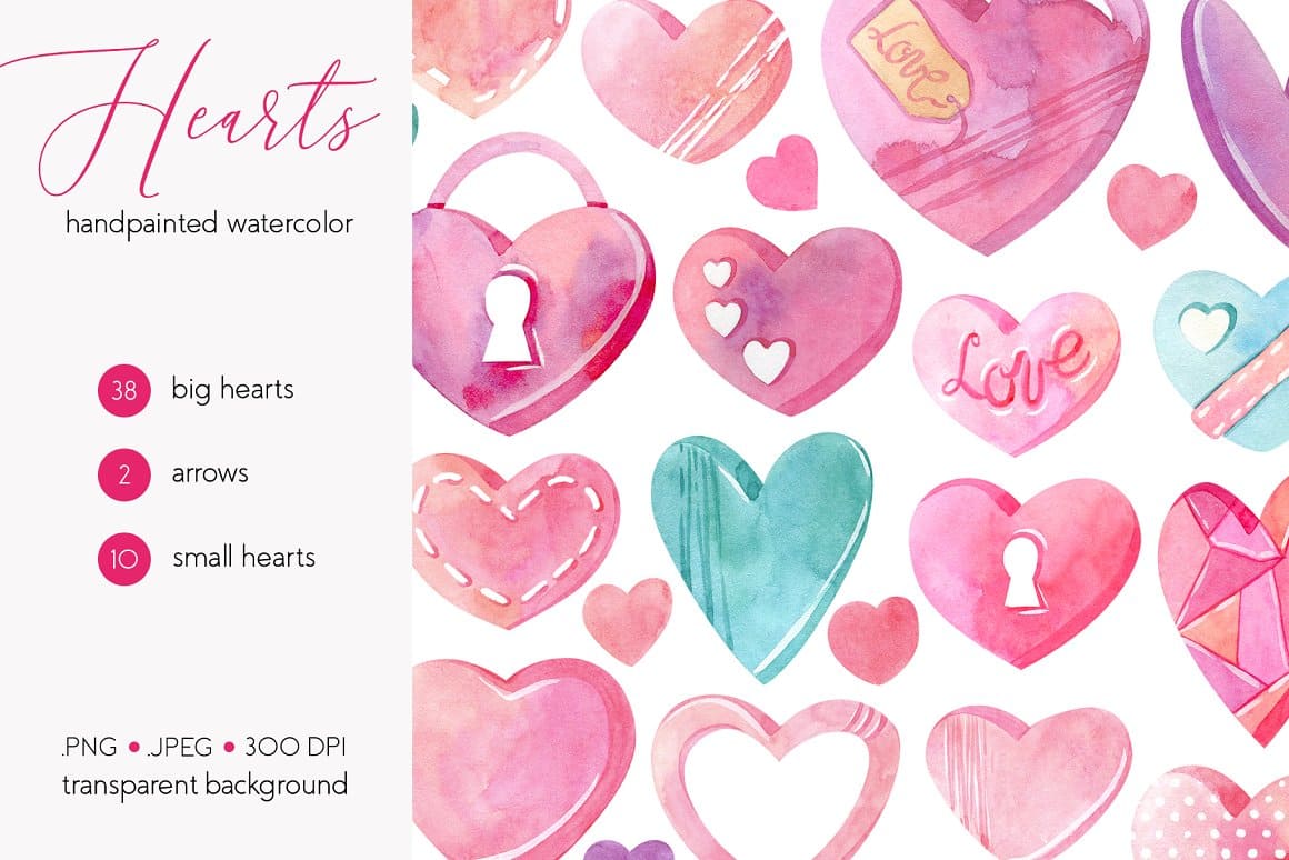 Watercolor Hearts Collection.