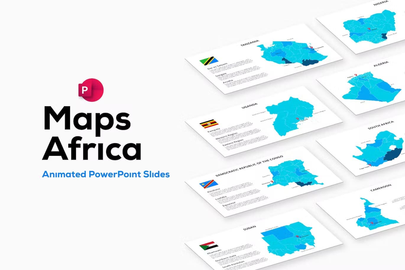 Africa maps powerpoint animated slides.