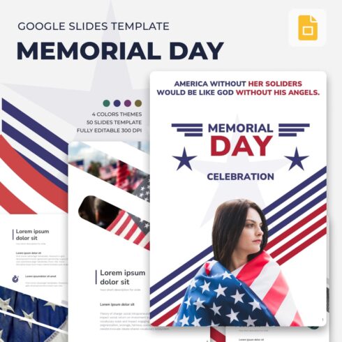 Memorialday google slides template, first picture 1100x1100.