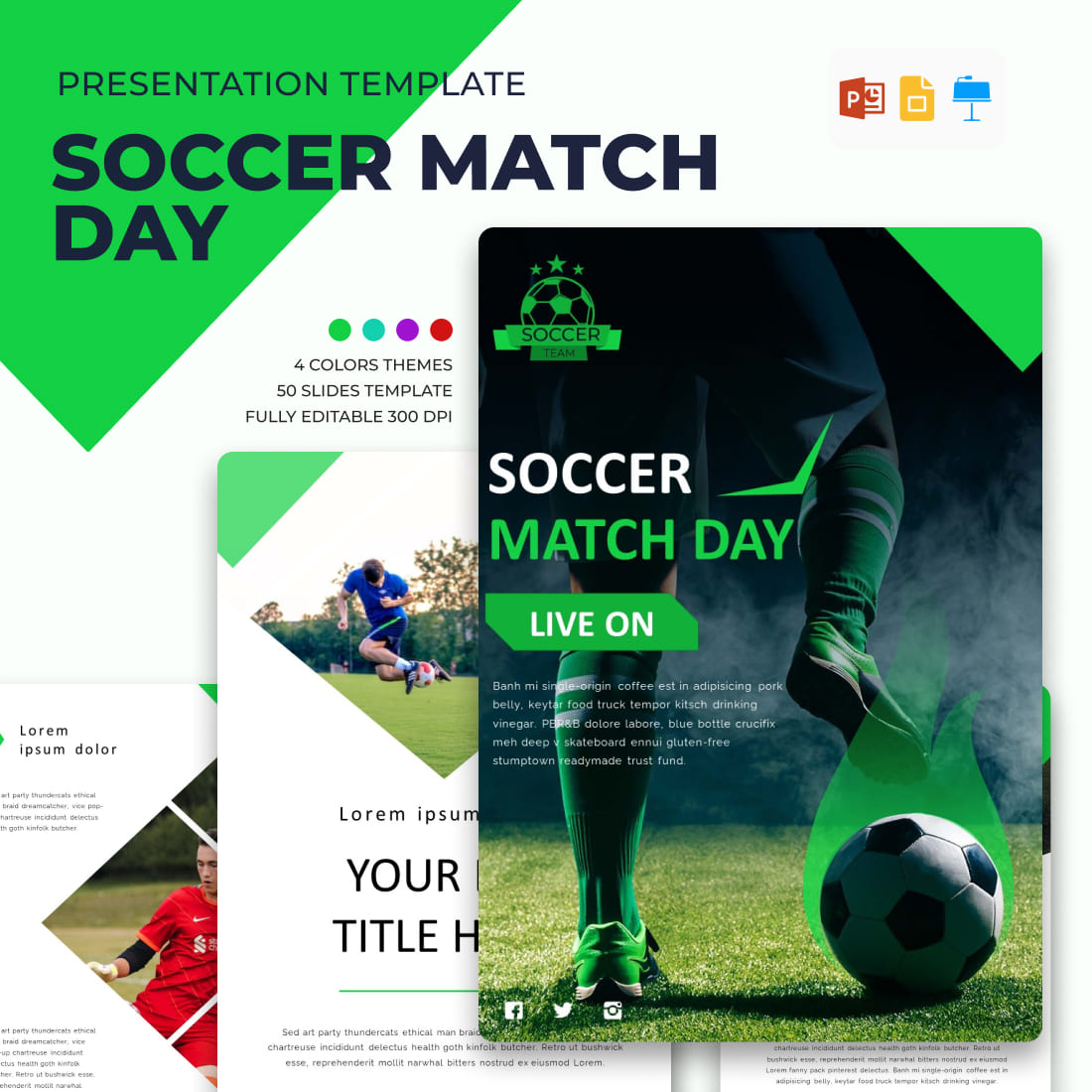 4 color themes of soccer match day.