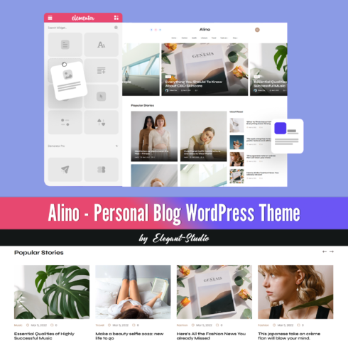 Images with alino personal blog wordpress theme.