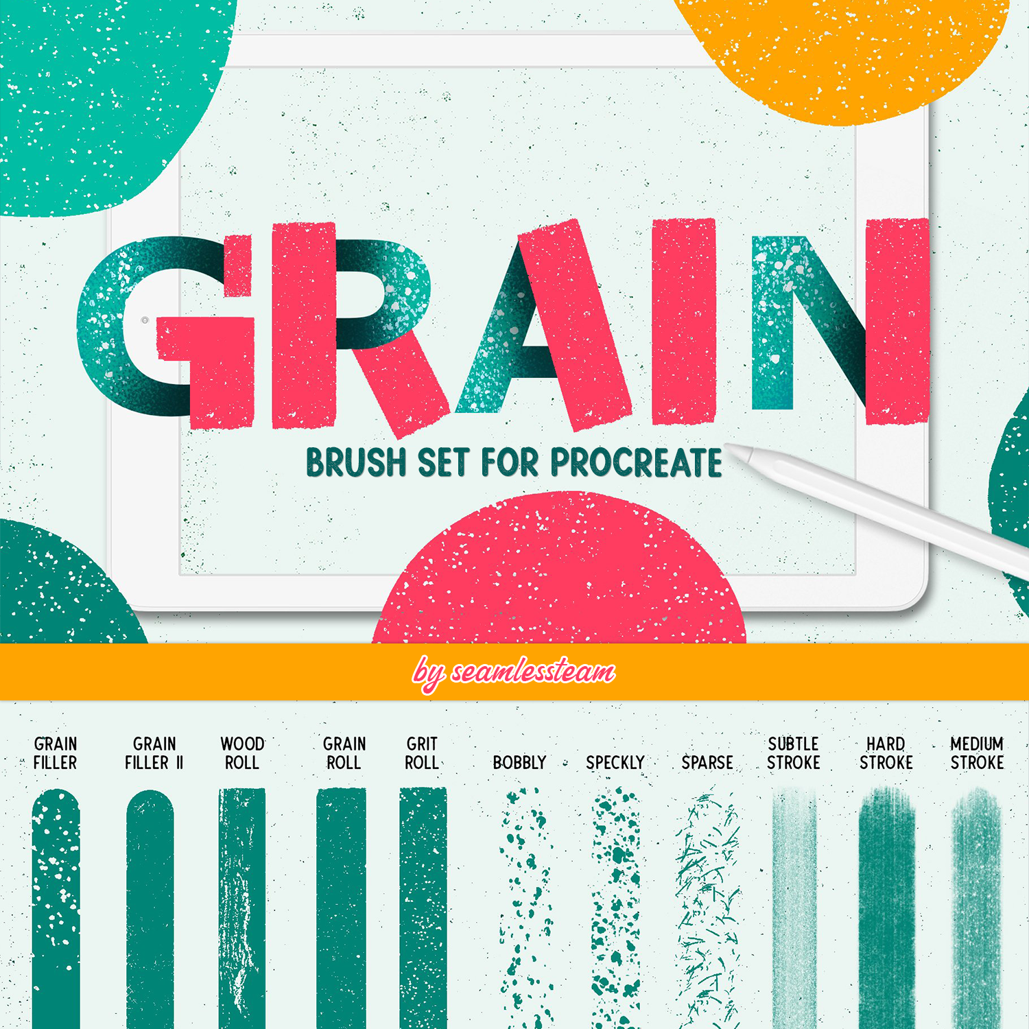 Preveiw grainy brush set for procreate.