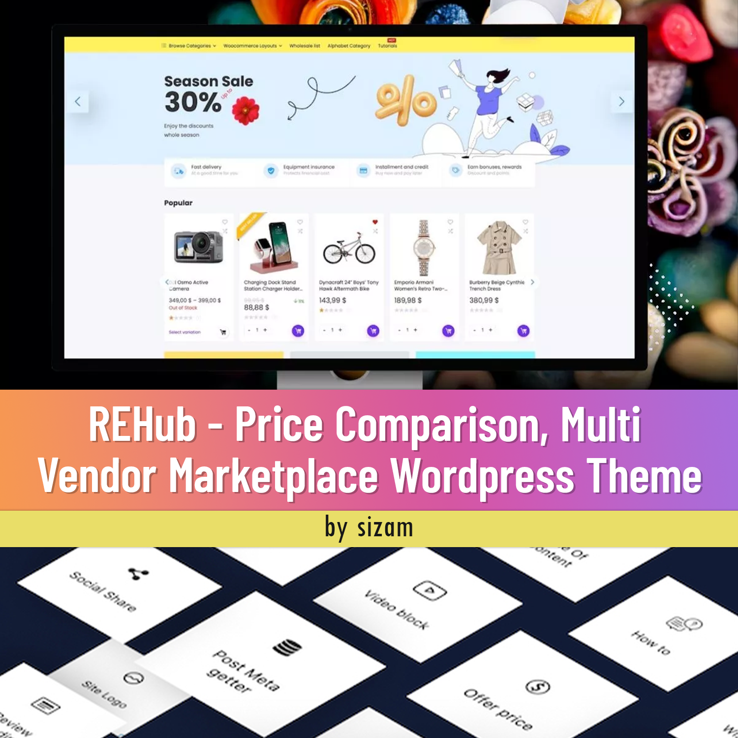 Preview rehub price comparison multi vendor marketplace wordpress theme.