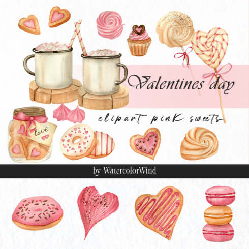 Preview valentines day clipart pink sweets.