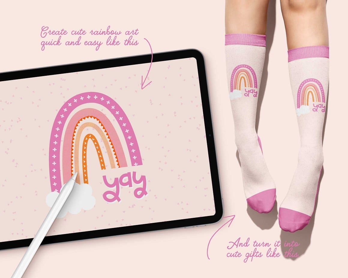 Create cute rainbow art quick and easy like design on the tablet.