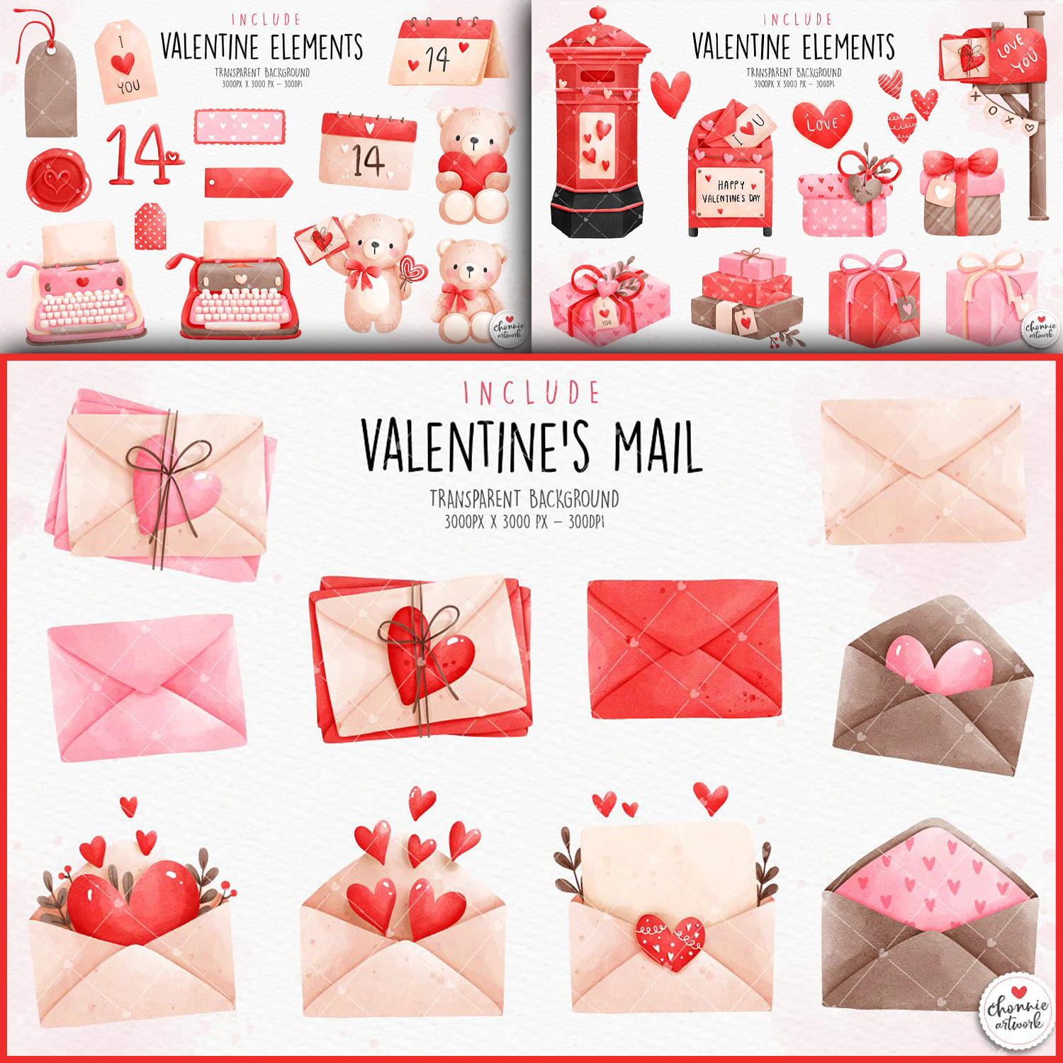 Paper envelopes with romantic postcards for mail and cool design.