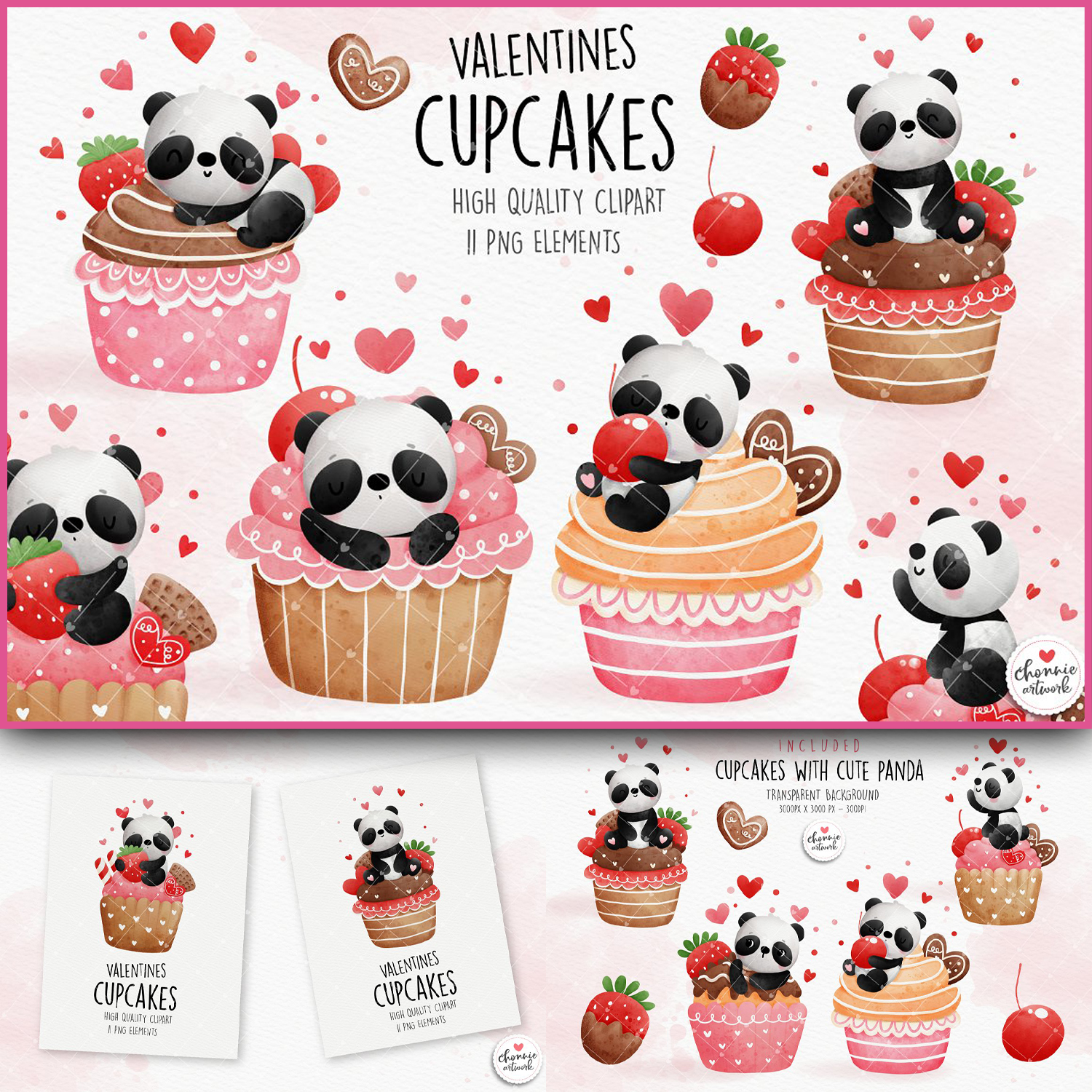 Images with valentines panda cupcake clipart.