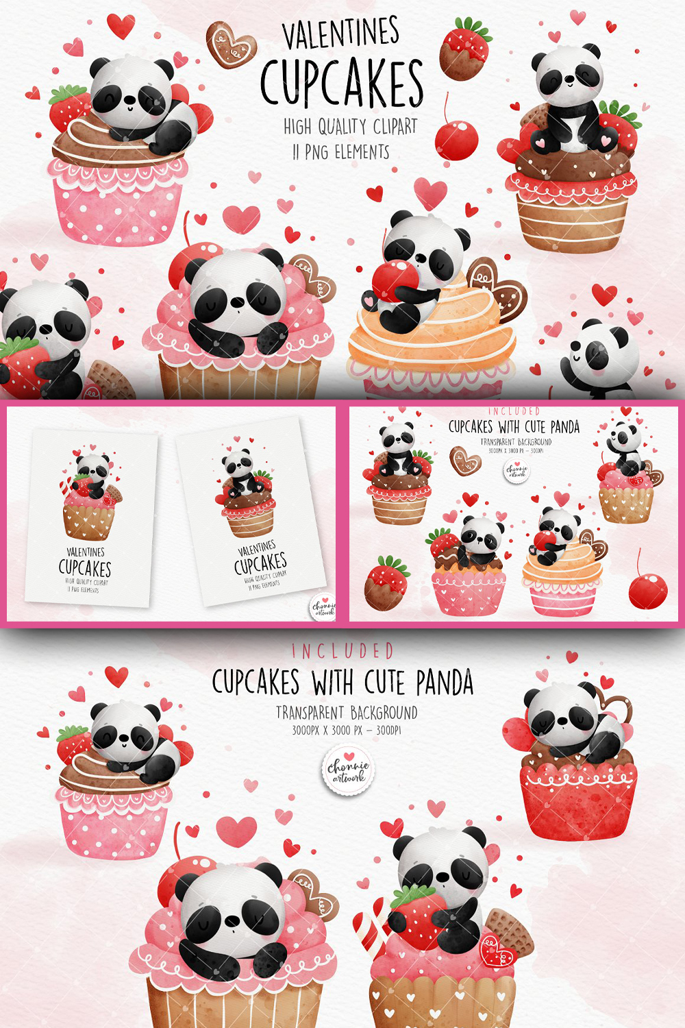 Valentines panda cupcake clipart of pinterest.