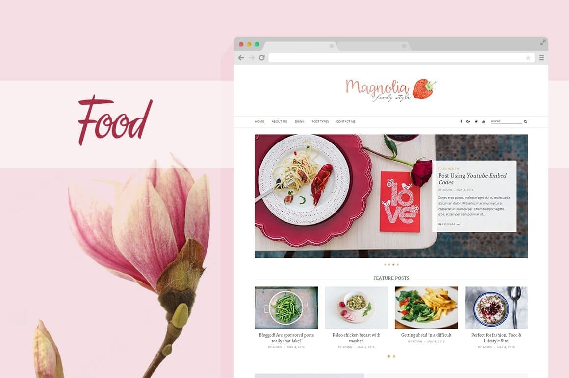 Magnolia WordPress theme for a website about food.