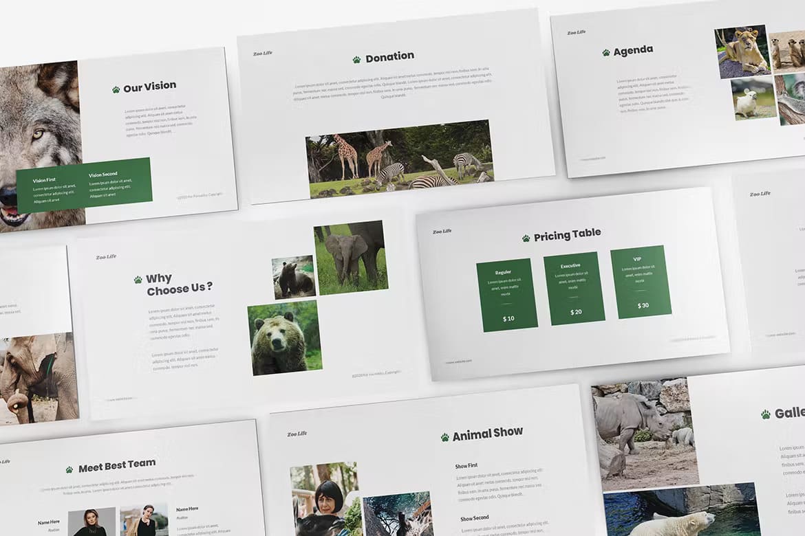 Team of Zoo Powerpoint Template.